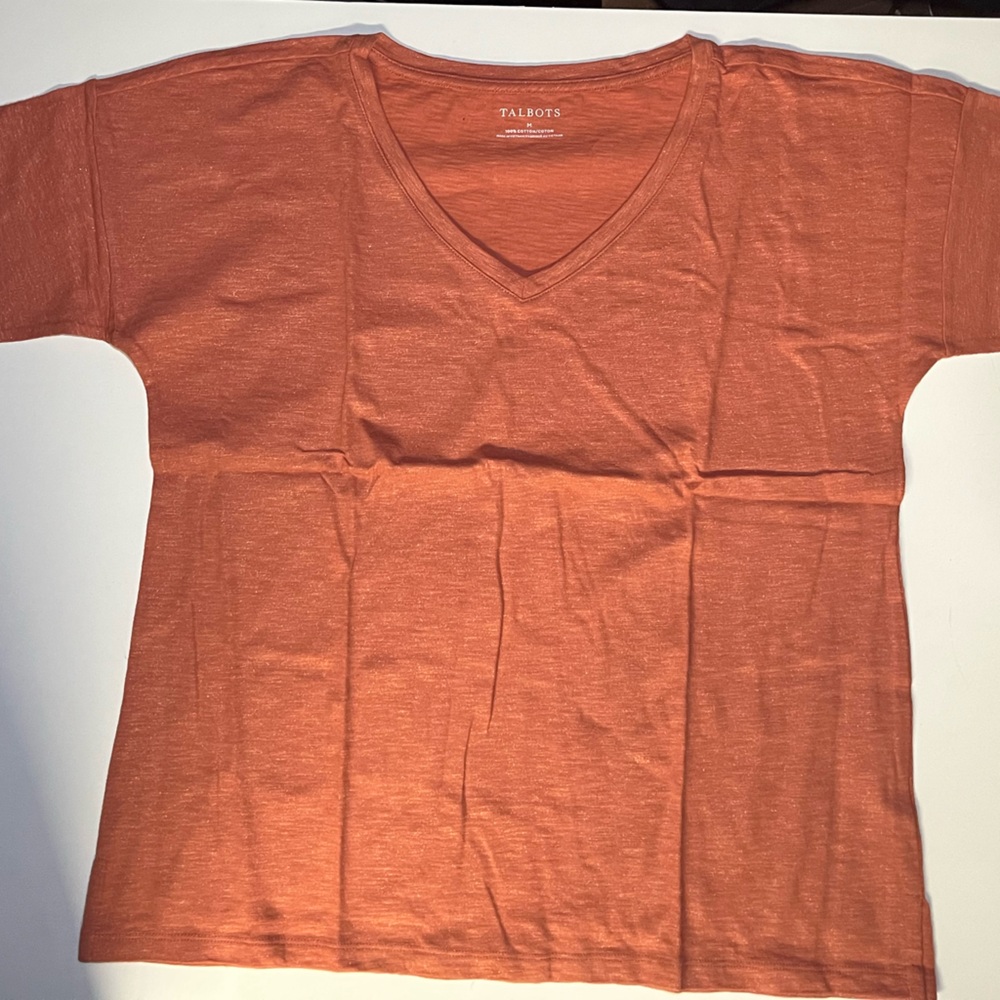 Talbots Terracotta V-Neck Tee